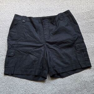 Lauren Ralph Lauren Women's Linen Blend Black Cargo Shorts, Plus Size 16W